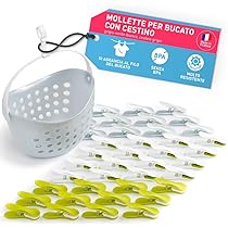 Set 40 Mollette Morbide Con Cestino Portamollette - Verde/Bianco, Anti-Caduta, Per Interno/Esterno - Foto 12
