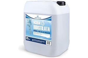 CHEMICA SOLUTIONS Acqua Bidistillata Pura per Uso Industriale e clinico tanica da 25 Litri, Distillata Due Volte, Demineralizzata, Made in Italy