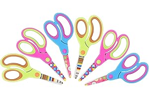 Vutyvve Kids Scissors. Blunt tip Safety, Soft Grip, for Home and School use, Suitable for Children Aged 3 Years and Over, Pink, Blue, Lime Green 6 Pairs