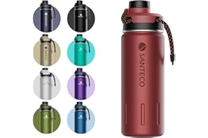 SANTECO Bottiglia Termica 500ml/710ml, Borraccia Acciaio Inox Senza Perdite, Bottiglia d'Acqua Sportiva per Bambini, Scuola, Sport, Campeggio, Yoga, Palestra, Ciclismo, Senza BPA
