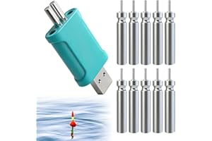 LYPPUL 10 Stück LED Posen Angeln Batterie, Aufladbar Akku für Angelposen mit Ladegerät, Wiederaufladbare CR425 USB Angelposen Akku für Angelposen Angeln Schwimmer LED Angel Posen Leuchtpose Angeln