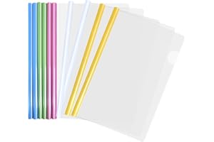 10pcs Dossier Coulissante Plastique, Couvertures Rapport Claires, A4 Reliure Présentation Dossier avec Barre Coulissante pour Organisateur Fichiers Bureau.Contient Jusqu'à 40 Feuilles (5 couleurs) (B)