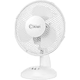 Kiwi Masa&uuml;st&uuml; Vantilat&ouml;r 23 cm Fan &Ccedil;apı, 3 Kademeli Hız Ayarlı, Salınım Fonksiyonlu, Sessiz &Ccedil;alışan Kompakt Mini Fan, Ev Ofis