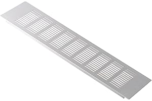Steinberg14 Aluminum 400x100mm Vent Grill/Cover - Silver 16x4 inch Air Grate Plinth - Kitchen Worktop Grille - Door Ventilation grille
