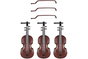 CHROMACRAFT Mini Violino da 3 Pezzi, Violino in Miniatura, Modello di Strumento Musicale in Legno, Decorazione Modello di Strumento Musicale in Miniatura, Regalo per Gli Amanti del Violino