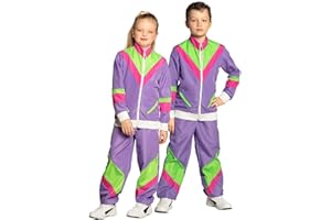 Boland - Costume bambino anni '80 tuta con tasche, giacca e pantaloni, varie taglie, tuta da campeggio, tuta da jogging, tuta assi, stile retrò, costume di gruppo, festa a tema, carnevale