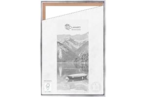 CLAMARO 'SFR35' Shadow Joint Frame for 60 x 80 cm Stretcher Frame | Silver | MDF Wood Picture Frame for Stretcher Frame Canvas with Hanger and Mounting Material