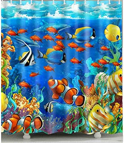 Underwater World Shower Curtain 1 Pc for Home and Bath