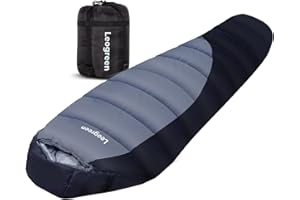 Leogreen Sac de Couchage Adulte, Sac de Couchage en Duvet, -15℃~5℃ pour 3-4 Saisons, 300GSM, 1800g, pour Le Camping, la randonnée et l'alpinisme, 210x70x45cm