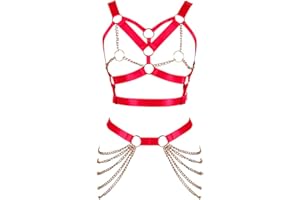 BBOHSS Femmes Punk Corps Harnais Soutien-Gorge Porte-Jarretelles élastique réglable Soutien-Gorge Danse Carnaval Accessoires de déguisement Gothique