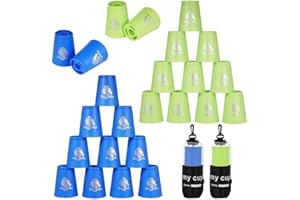 yeesport 24 Pcs Sport Stacking Cups, Sport Training Game for Challenge Competition, Plastic Stacking Cups, Classic Family Game for Kids and Adults, Blue+Green