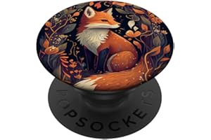 FOX COLORFUL MERCH PopSockets Pop Grip:Nette Fuchs Bunte Illustration Herbst Blätter PopSockets mit austauschbarem PopGrip