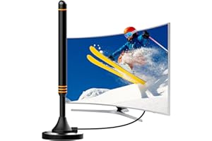 BIGEFEIXU Antenna TV Interna Digitale 360° con Forte Base Magnetica – Alta Ricezione VHF/UHF per Smart TV 4K/1080p e Radio, Installazione Facile, Cavo Coassiale Incluso (Orange)