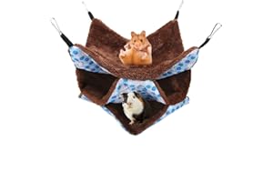 YOUTHINK Hängematte für Kleintiere, Weiche und Warme Haustier Käfig Hängematte Schläfer der Bett für Netten Hamster Frettchen Papagei Meerschweinchen Käfig Zusätze Hängt (3 Layers)