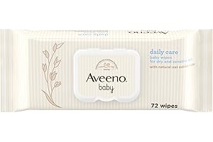 Aveeno Baby Daily Care Wipes (1 x 72 unidades), Toallitas húmedas suaves para bebés y niños, toallitas bebé con extracto de avena y aloe vera, sin perfume, sulfatos ni alcohol