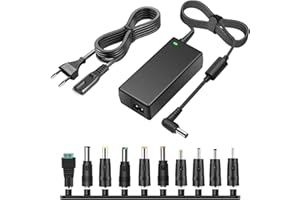 TKDY 12V 5A AC DC Adaptateur Alimentation 60W avec 5,5 x 2,5 mm et 10 connecteurs DC PCS, pour Bande LED, imprimante 3D, Moniteur LCD, Compatible avec Les appareils 12V 0-5000mA