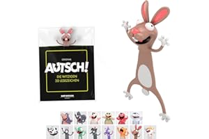KXT DES!GN KXT Marque-page 3D amusant - Original AUTSCH! Animaux de dessin animé - Cadeau amusant pour enfants et adultes (lapin)