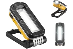 BougeRV Luz de trabajo recargable, linterna magnética de 1100 LM, lámpara de inspección portátil con soporte y gancho giratorios de 180°, múltiples modos de iluminación para reparaciones, acampadas