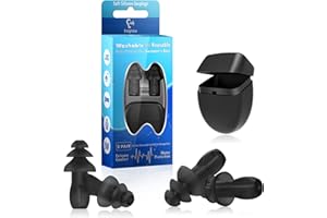 EARGRACE Natación Tapones para los oídos, 2 Pares de Tapones para los oídos con reducción de Ruido de Silicona Impermeable Reutilizable para Nadar, ducharse, Trabajar, Dormir, estudiar y Otros Ruidos (Negro)