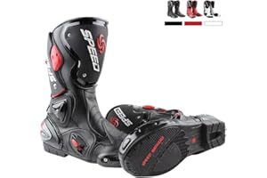 MSPORT Bottes de Moto Racing – Bottes de Motocross Professionnelles, Antidérapantes, Respirantes et Imperméables