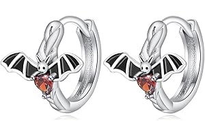KINGWHYTE Halloween Earrings for Women 925 Sterling Silver Spider/Bat/Black Cat Hoop Earrings Small Animal Huggie Earrings Halloween Jewellery Gifts for Girls