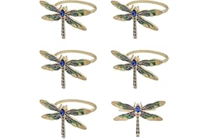GENERIC Libelle Serviettenringe 6er Set, Mode Einfache Insektenserie Strass Libellenform Serviettenringe für Ostern, Weihnachten, Urlaub Party Tisch Serviette Zubehör Dekorativ (Libelle)