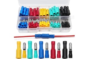 YIXISI 110 PCS Conectores Eléctricos, Terminales de Engarzado Eléctrico de Alambre, Conectores de Crimpado Hembra Macho Aislados (22-16 AWG)