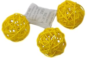 OUGUAL 6 Stück Natur Wicker Rattan Kugeln Tischschmuck Hochzeit Party zum Aufhängen Wobble Ball Weihnachten Deko 8cm Gelb