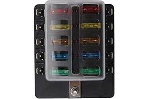 Shkalacar ATO/ATC Fuse Box Holder, 10 Way Blade Fuse Block with LED Warning Light, for Car, Boat, Marine, Trike