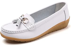 LTHTX Mocassini da donna in pelle comodi, piatti, casual, punta rotonda, mocassini da guida selvaggia, morbidi scarpe da passeggio da donna