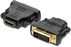 CABLEPELADO Adaptador DVI Macho a HDMI Hembra | Dual Link (24 + 5 Pines) | Adaptador bidireccional DVI | 1080P Full HDTV | Compatible con PS3/PS4, TV Box, BLU-Ray, Proyector | Negro