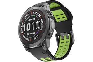 ISABAKE 22 mm Bracelets de Remplacement pour Fenix 7/Fenix 5 Plus/Fenix 5/Fenix 6/Fenix 6 Pro/Epix/Forerunner 935/945/Approach S60/Quatix 5, Bracelet Sport en Silicone Bicolore de 22mm,Hommes/Femmes