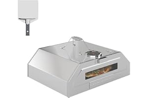 Outsunny 8 Inch Portable Stainless Steel BBQ Top Pizza Oven with Built-in Thermometer and Viewing Window for Gas and Charcoal Grills, Includes Carry Handles, Pizza Stone and Bowl, Silver