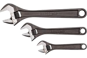 Bahco BHADJUST 3 ADJ3 Set of 3 Adjustable Wrenches (8070/8071 / 8072), Grey, 16 degree head angle
