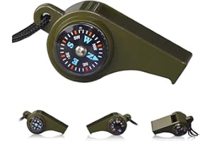 DOUKESH 3 in 1 Fischio di Sopravvivenza,Fischietto+Termometro+Bussola,Mini Bussola,Bussola Navigazione,Fischietto di Sopravvivenz,Piccola Bussola,Bussola Tascabile per Campeggio Escursioni