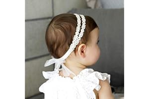 Fashband Baby Girls Diademas Elástico Doble Encaje Diadema de flores Soft Bow Headwrap Accesorios para el cabello para niñas