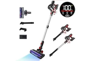 bestyks Odkurzacz akumulatorowy 450 W/40 000 Pa, czas pracy do 60 min, odkurzacz pionowy/pionowy odkurzacz pionowy ze szczotką podłogową zapobiegającą splątaniu / wyświetlaczem LED, z twardymi