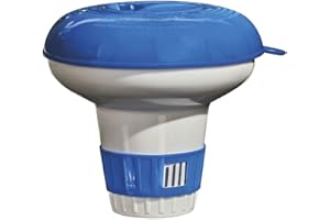 "CleverSpa 8145 Automatic Floating Chemical Dispenser with Adjustable Dial Feature to Control Sanitizer Levels, 12.7cm diameter Opening(Blue and White)"