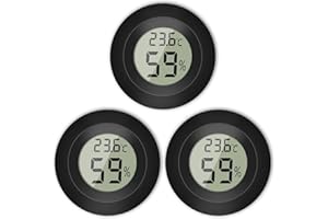 DIFCUL Mini hygrometer innen,raumthermometer,LCD thermometer hygrometer,hygrometer digital thermometer hygrometer innen,für Luftentfeuchter der humidifiers babyroom Gewächshaus, schwarz rund