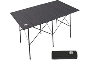 ‎EVER ADVANCED EVER ADVANCED Campingtisch Klappbar 116X70CM für 4-6 Personen Klapptisch 80KG Belastbar, Aluminium Tischplatte, Falttisch mit Tragetasche für Camping Picknick Garten Balkon Schwarz