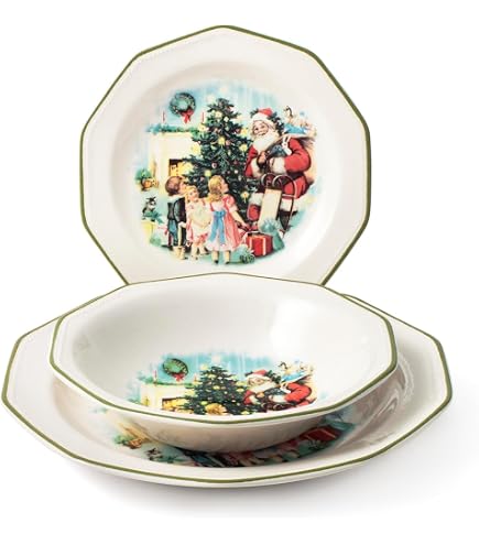 Set Piatti 12 Persone Servizio Tavola Natalizio H&H Winter Charme - 12 Pezzi Per 4 Persone Posate Festive Invernali