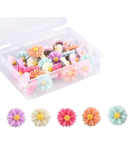 20 Stück Blumen Reißzwecken Rosa/Weiß - Dekorative Pinnwandnadeln