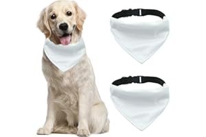 HACRAHO Bandana per cani con fibbia regolabile, 2 bandane bianche a sublimazione per cani su entrambi i lati con anello a D regolabile, fibbia a sgancio rapido per cani di taglia grande e grande,