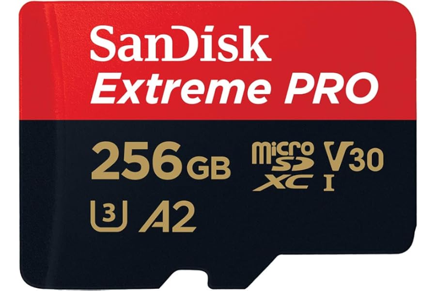 SanDisk 256GB Extreme PRO micro SD card + SD adapter, (For Smartphones, Action Cams, Drones, Speeds up to 200 MB/s) A2 App Performance + RescuePro Deluxe UHS-I, Class 10, U3,