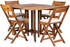 Arredo Stock Set da giardino in legno di acacia con 4 sedie pieghevoli e un tavolo