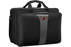 ‎WENGER WENGER Legacy 17 Laptop-Tasche zum Umhängen, Notebook bis 17 Zoll, Aktentasche, Organizer, 26 l, Damen Herren, Büro Business-Reisen Uni, Schwarz/Grau, 600655