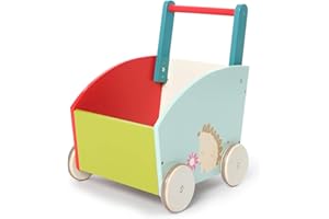 labebe - Lauflernwagen Holz Mädchen, Gehhilfe Baby Lauflernhilfe, Laufwagen Holz für Babys, Holz Playland Lauflernwagen für Junge, 2in1 Lauflernhilfe Baby, Spiel und Laufwagen ab 1 Jahr Kinder - Igel