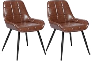 ‎WOLTU WOLTU Esszimmerstühle 2er Set, Polsterstuhl Kunstleder, Küchenstuhl gepolstert, Akzentstuhl für Wohnzimmer Schlafzimmer Küche, ergonomischer Stuhl mit Rückenlehne, Braun, BH332br-2