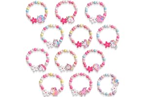 ZILZUFA 12 Bracelets Colorés pour Enfants (Licornes/Fleurs), Cadeaux d'Anniversaire ou Fêtes, Bracelet Enfant Amitié Cadeau Anniversaire Enfants Invités