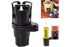 HUTVD Adaptador Expansor Portavasos de Coche, 2 en 1 Multifuncional Portavasos para Coche 360° Ajustable Doble Botella Portavasos para Auto Se Adapta a Varios Modelos de Auto, Negro